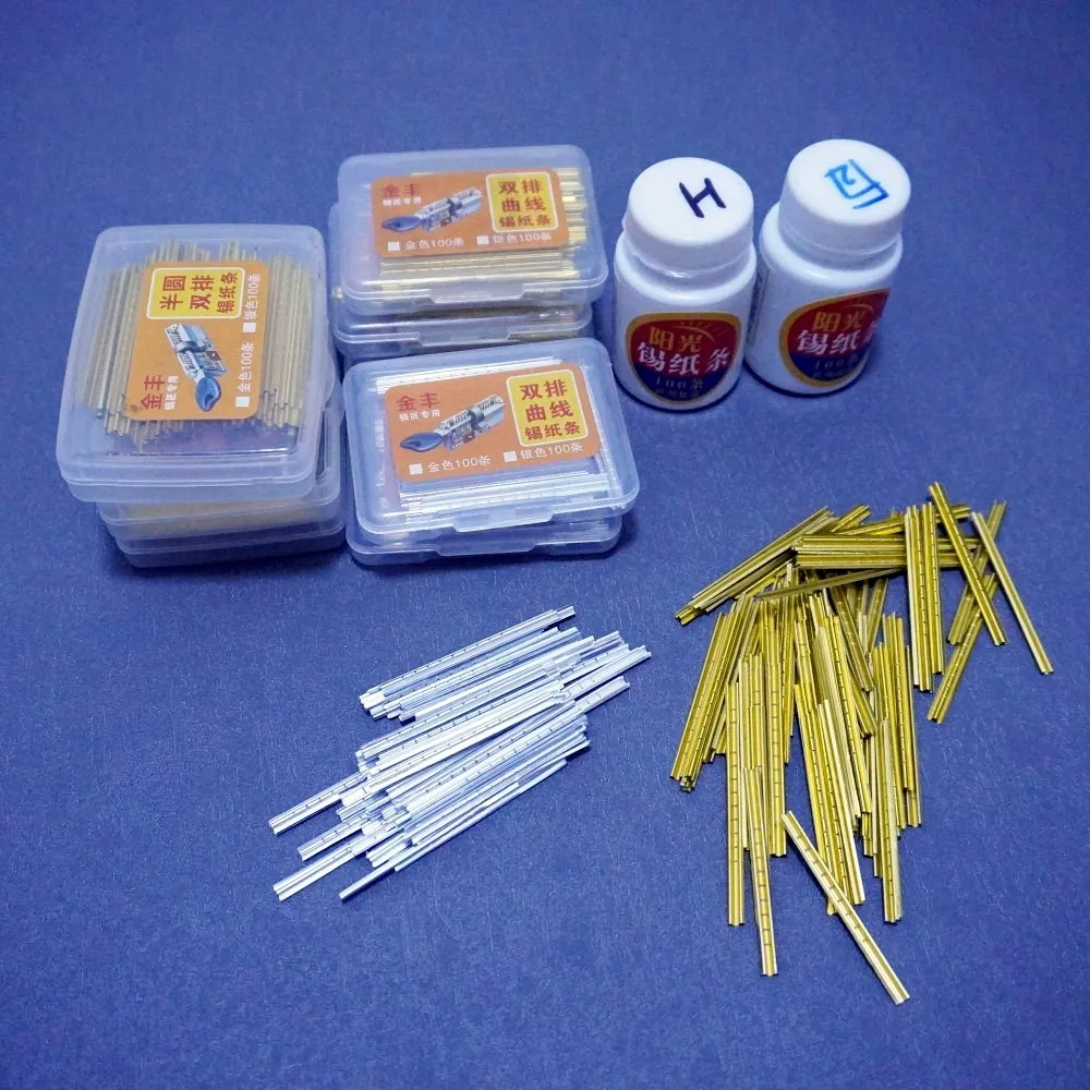 100pcs/lot Locksmith Tools Finished Tin Foil Strip Gold and Silver Tin Foil Key Consumables