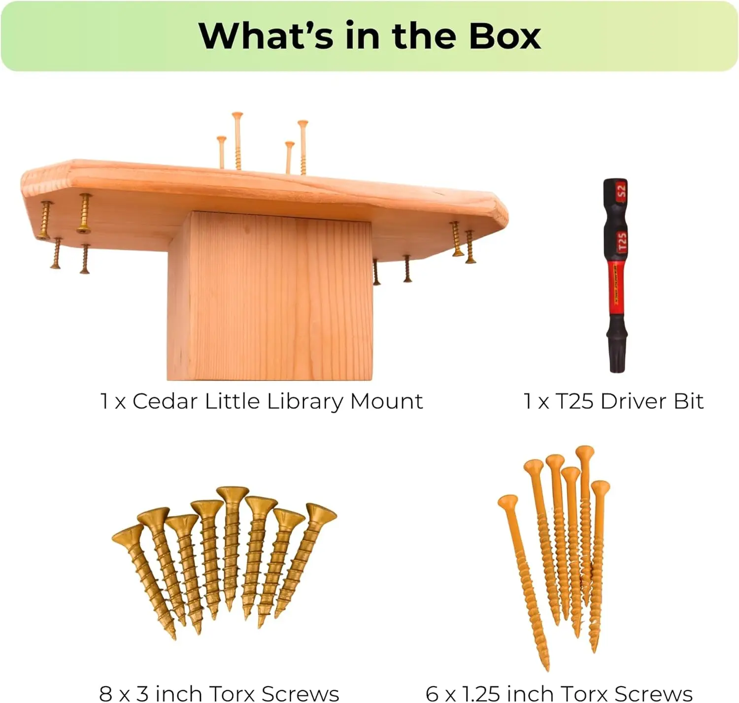 Cedar Little Library Mount for 4x4 Posts, Easy Install with Screws Included - Outdoor Stable Support