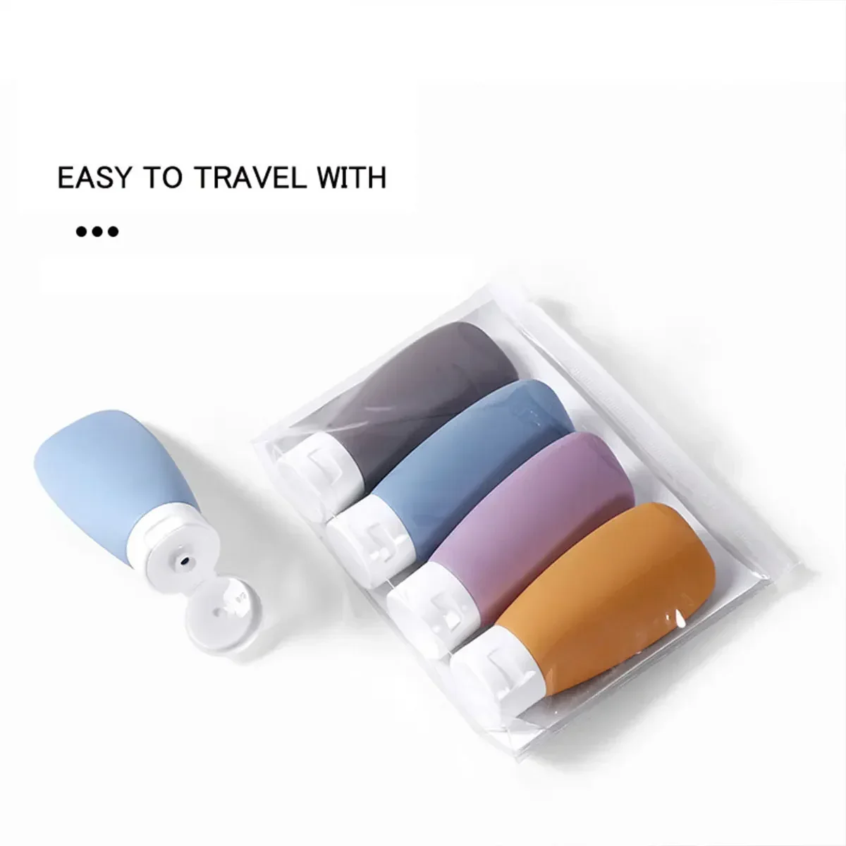 4-piece PE leak-proof travel bottle set, suitable for business travel, portable refillable and squeezable container, ideal for t