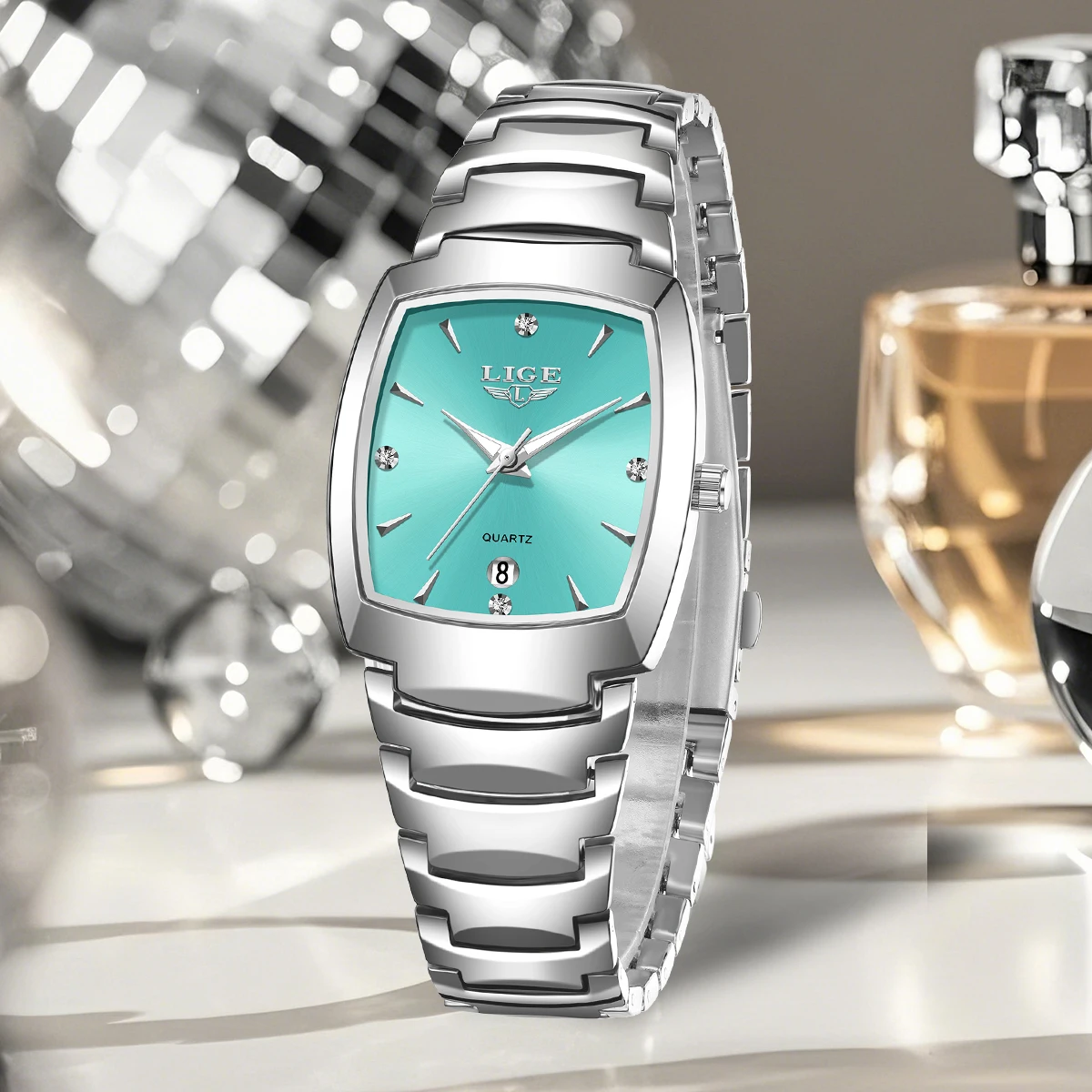 Reloj LIGE de lujo para mujer de negocios para hombre, reloj de pulsera cuadrado de cuarzo a la moda, reloj de fecha resistente al agua de acero inoxidable, regalo para mujer