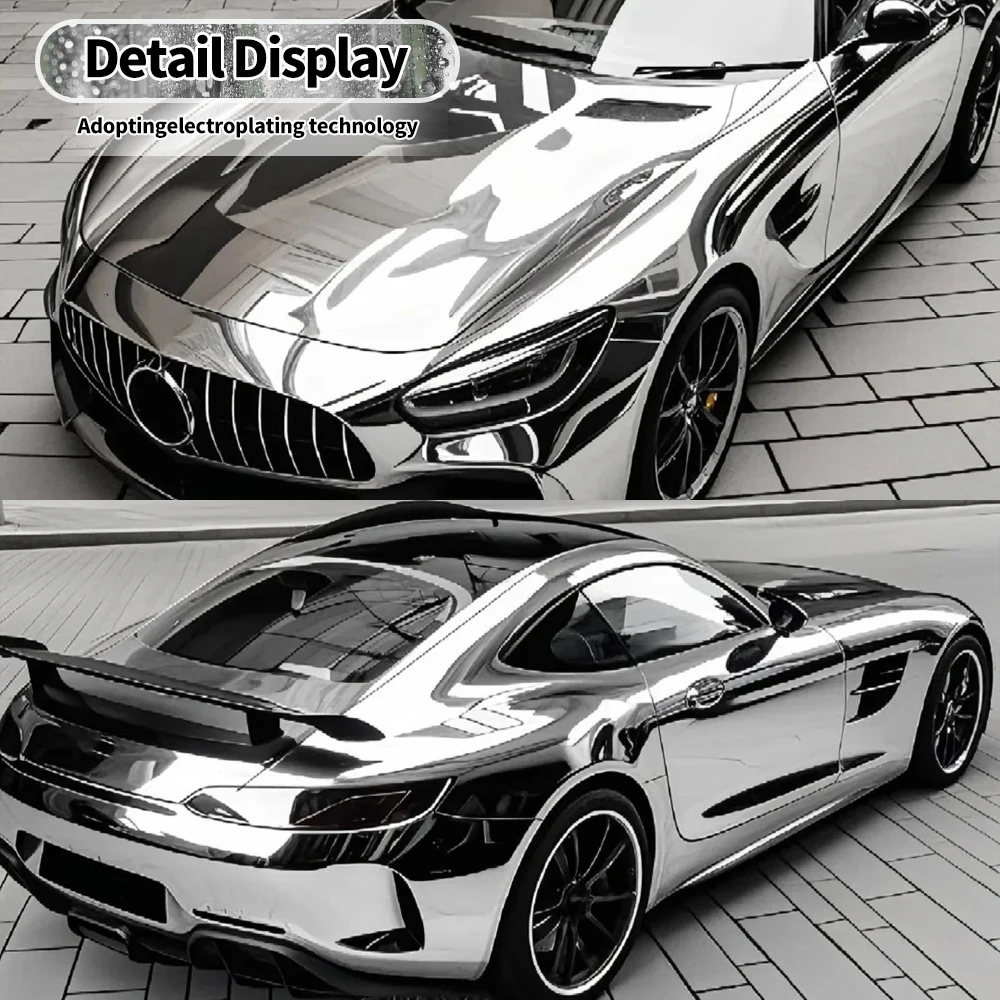 PET Stretchable Silver Chrome Vinyl Film Wrapping Foil Car Wrap Stickers Motorcycle Tuning Auto Accessories Chrome Mirror Film - Image 6