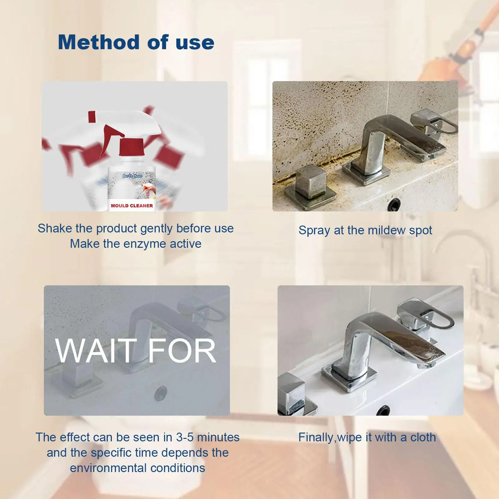 60ml Mildew Remover Spray Ceiling Bathroom Ceramic Wall Surface Anti-Mould Cleaning Foam Multi Effect Cleaning Decontamination