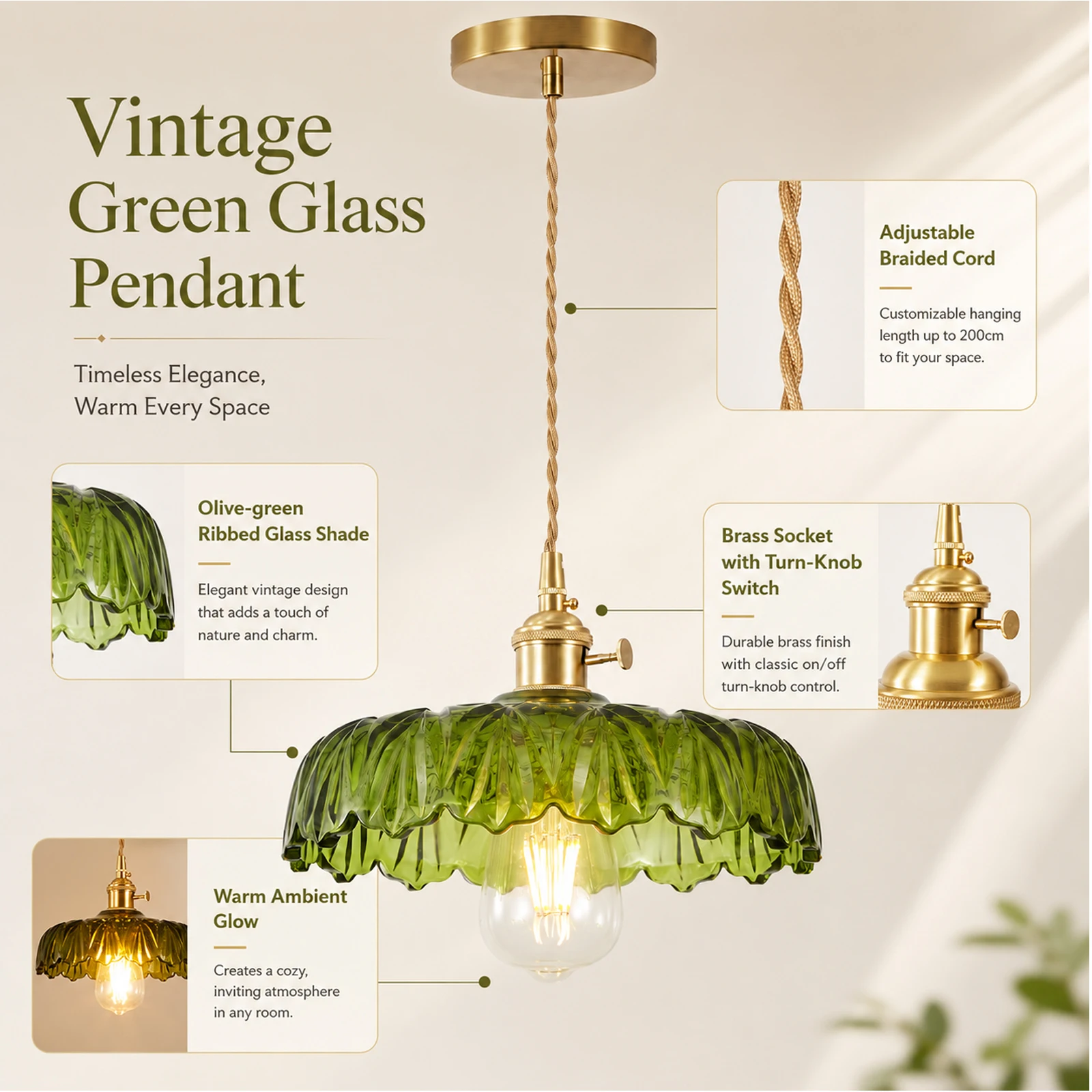 Multi-Style Nordic Pendant Lamp Green Glass Ceiling Lighting Kitchen Island Hand Brass Hanging Light Fixtures for Dining Room