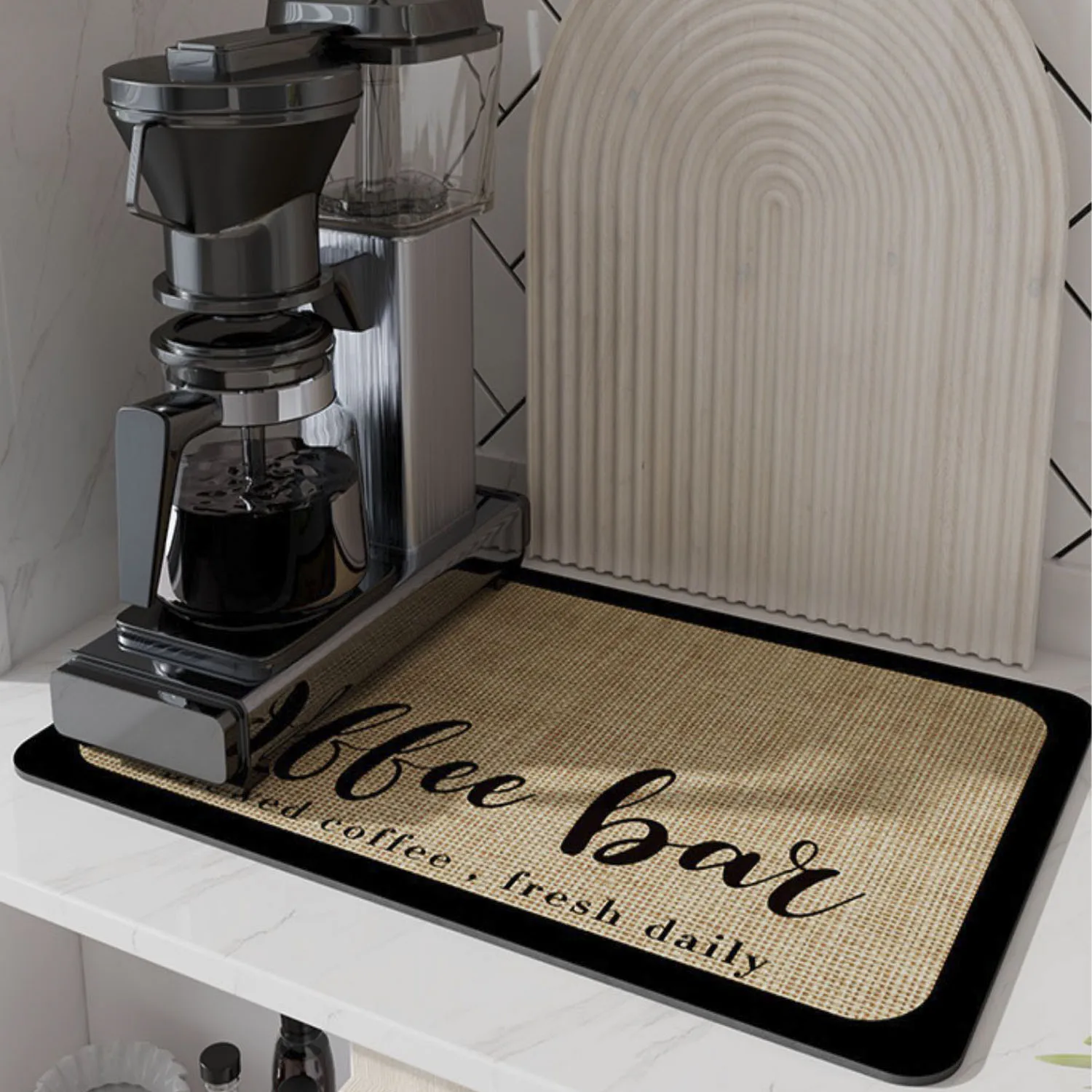 Coffee Mat Coffee Maker Espresso Machine Mat Kitchen Accessories for Countertops Bar Table Absorbent Dish Drying Coffeware