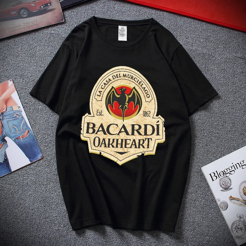 Summer New Cotton Tshirt For Man Oversized O-Neck Tees BACARDI 3D T Shirt Casual Streetwear Male\'s Short Sleeve Clothing Tops