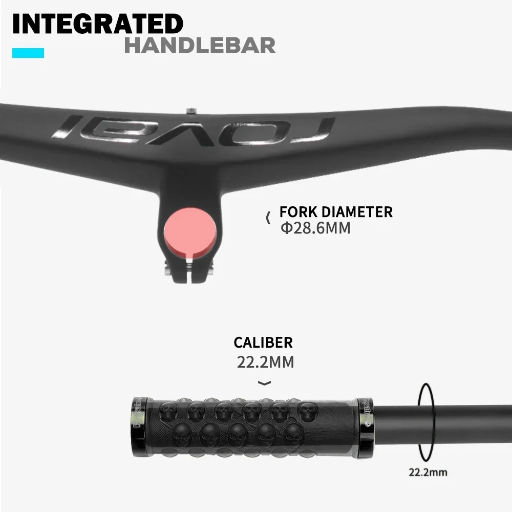 Bicycle Integrated MTB Handlebar UD Carbon Matte Cockpit 0 Degree Stem 40/50/60/70mm Mountain Bike Handlebar