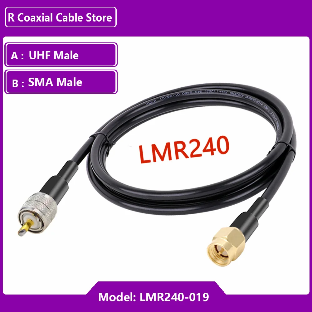 RF محوري LMR240 كابل PL259 UHF ذكر SO239 UHF أنثى إلى SMA ذكر هوائي الإشارة خسارة منخفضة الدائمة موجة ضفيرة محول البلوز