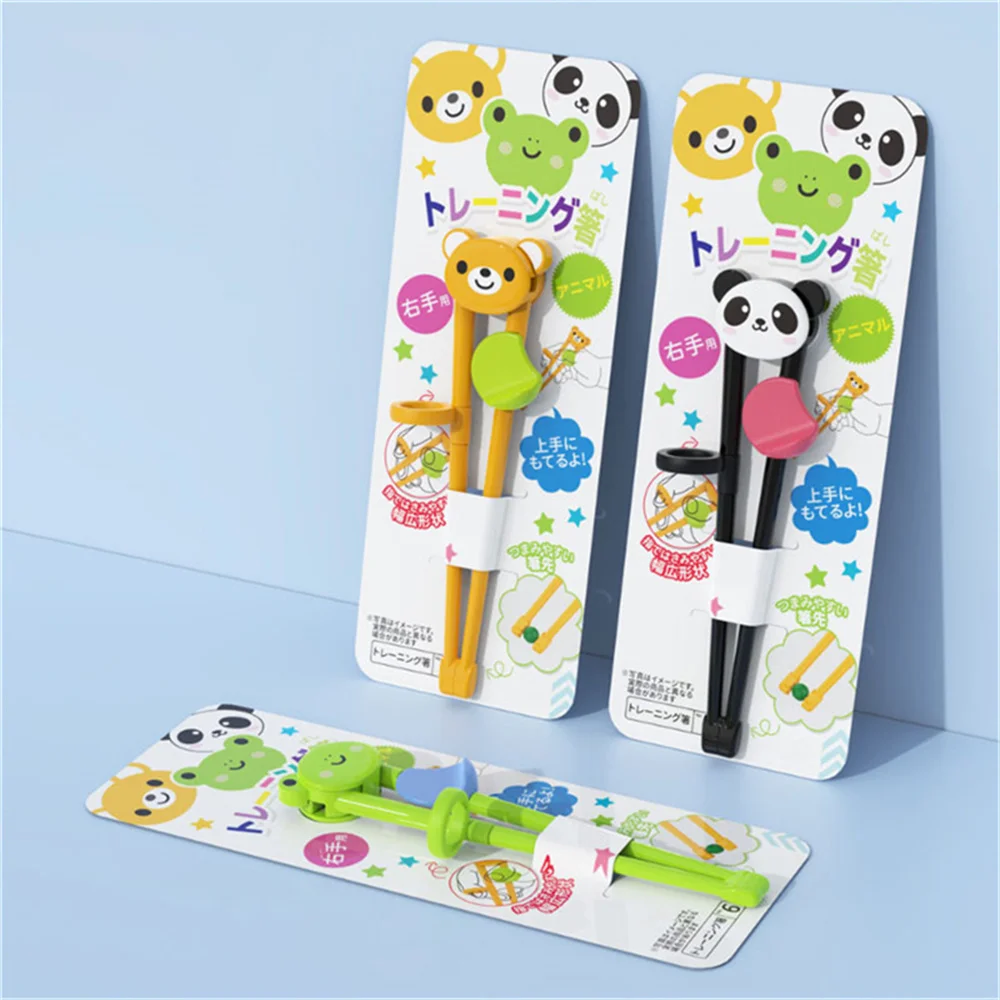 Palillos de acero inoxidable para niños, palillos de aprendizaje de dibujos animados, palillos de entrenamiento reutilizables, juego de vajilla bonito para niños