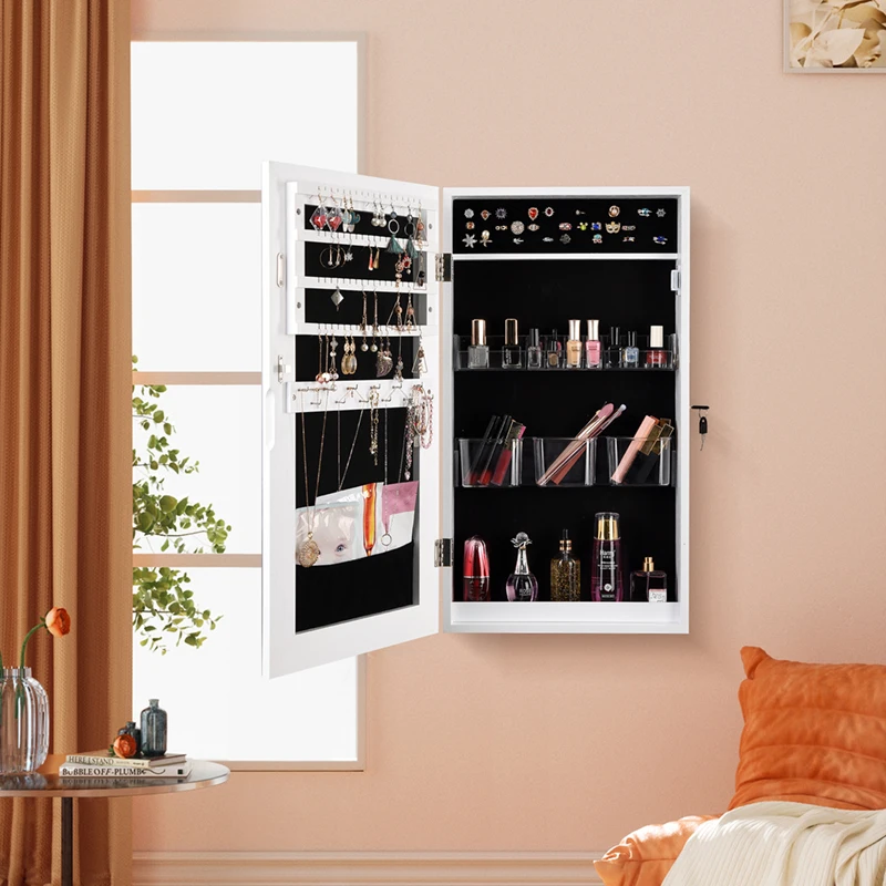 Wall-mounted jewelry storage cabinet mirror jewelry  porch makeup makeup cabinet