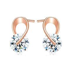 Rotating Zirconia Stud Earring For Women Bow Shaped Zircon Rose Gold Color Crystal Earing Party Daily Fashion Ear Jeweley KAE070