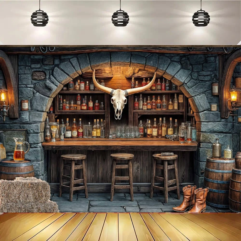 Medieval Western Tavern Photography Backdrop Western Cowboy Themed Wooden Interior Ancient Tavern Inn Bar Restaurant Background