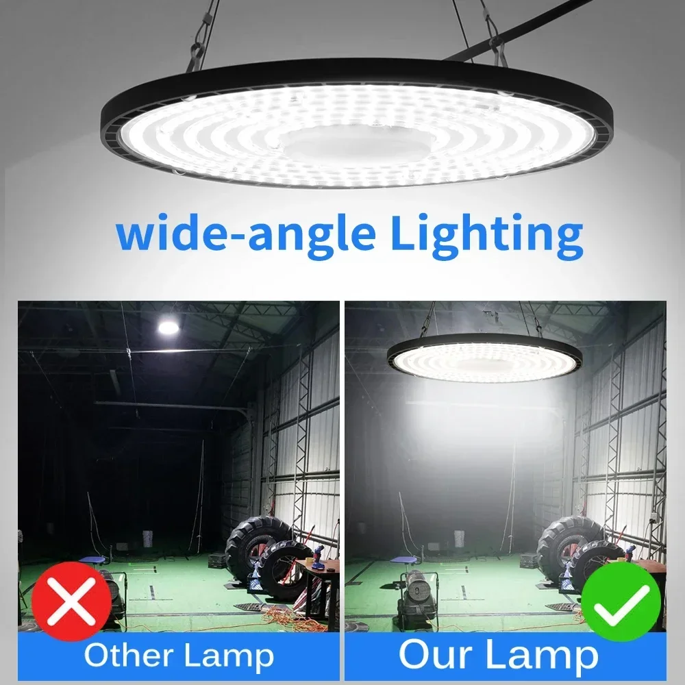 100/150/200W UFO LED High Bay Lights Super Bright Waterproof Commercial Industrial Market Warehouse Garage Workshop Lamps AC220V