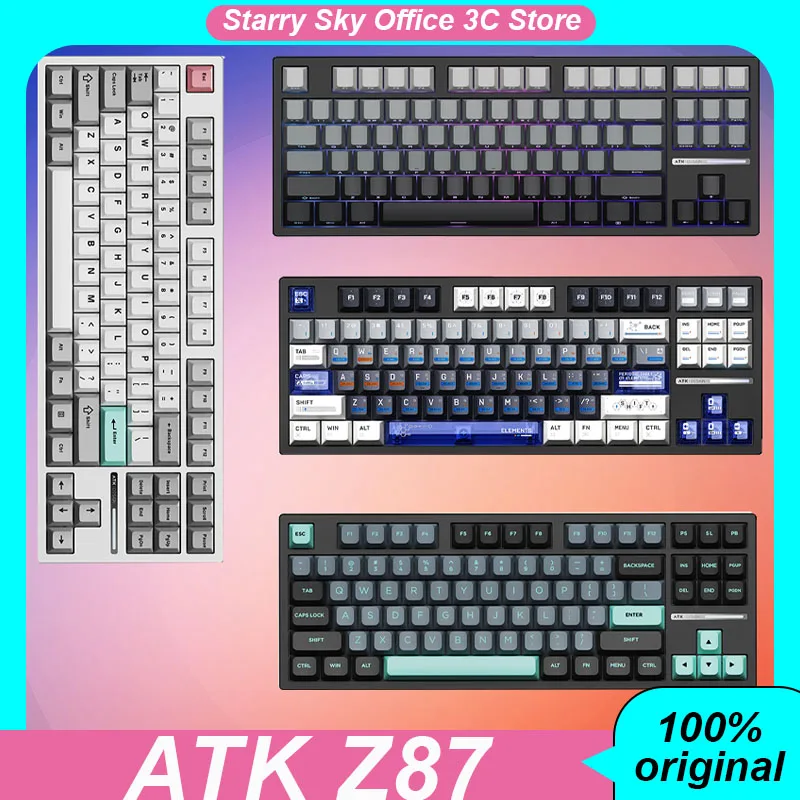 Atk Z87 Pro Mechanical Keyboard Esports Half Aluminum Alloy Wireless 3mode Hot Swap Rgb Low Latency Customized Gaming Keyboard