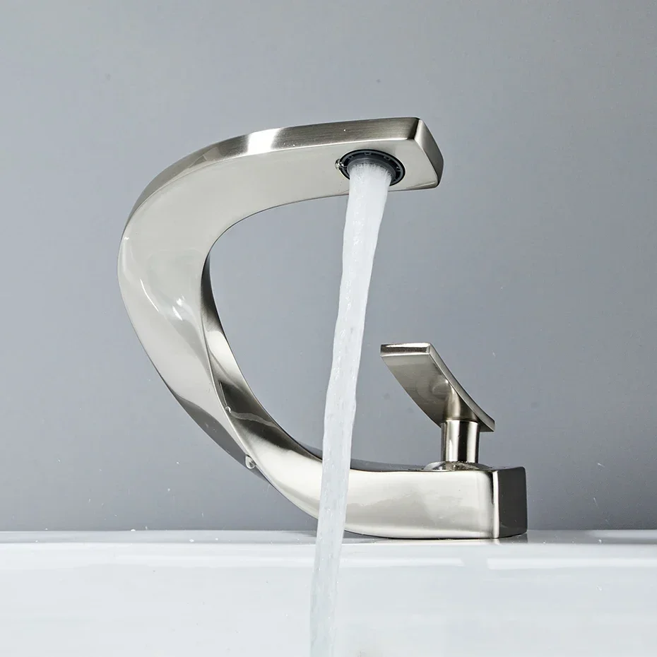 Modern Bathroom Basin Faucets Mixer Tap Brass Washbasin Faucet Single Handle Single Hole Elegant Crane For Bathroom