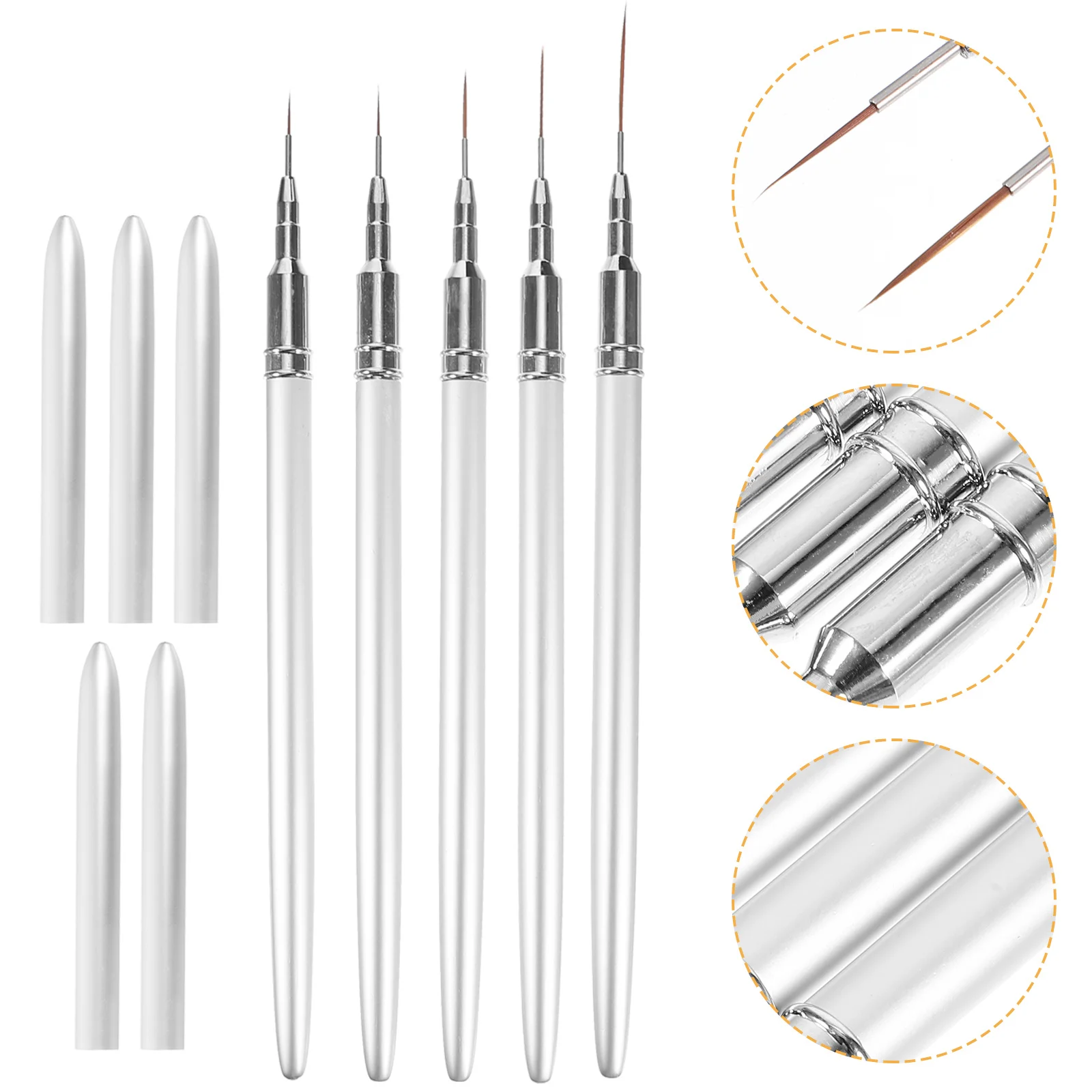 5Pcs Nail Art Pens Thin Brushes Safe Durable Multipurpose DIY Manicure Drawing Tool Stylish Design Gifts Nail Art