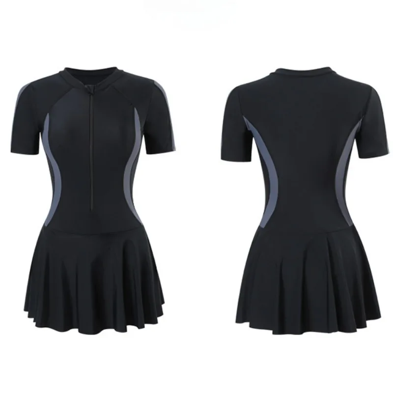Cover-ups Women Summer Girls Simple Casual Daily Zippers Design Short-sleeve One-piece Korean Style Trendy Prevalent Personality
