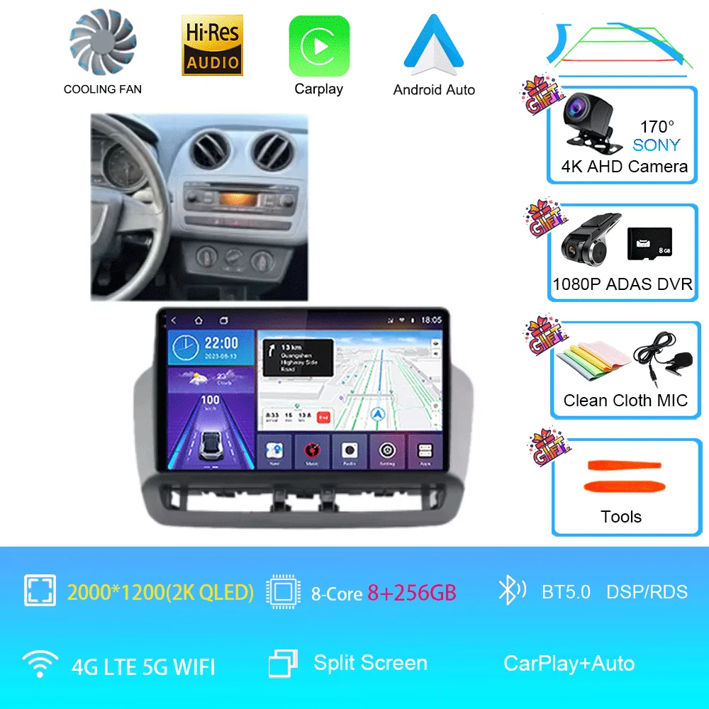 For Seat Ibiza 2012-2015 Android 16 QLED Touch Screen Auto 12G+256G Radio Car Multimedia Video Player 5G WIFI BT GPS Navigation image 3