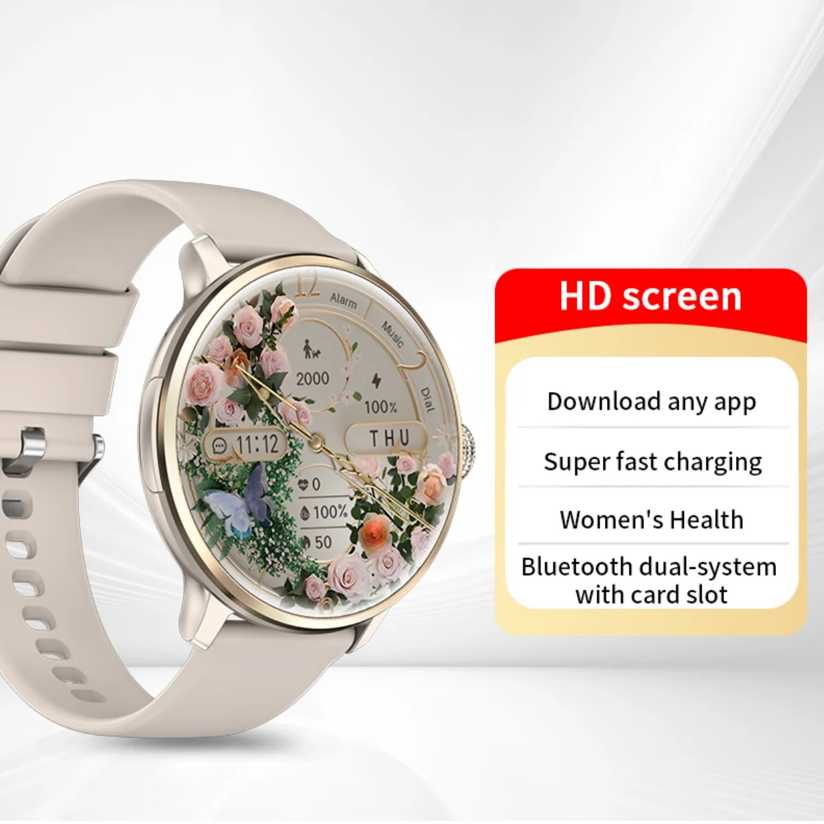 H88 Lady's Smart Watch Android Watches 1.65inch Amoled Screen Women's Smartwatch With 190° Rotary Camera GPS WIFI Sim Card Slot