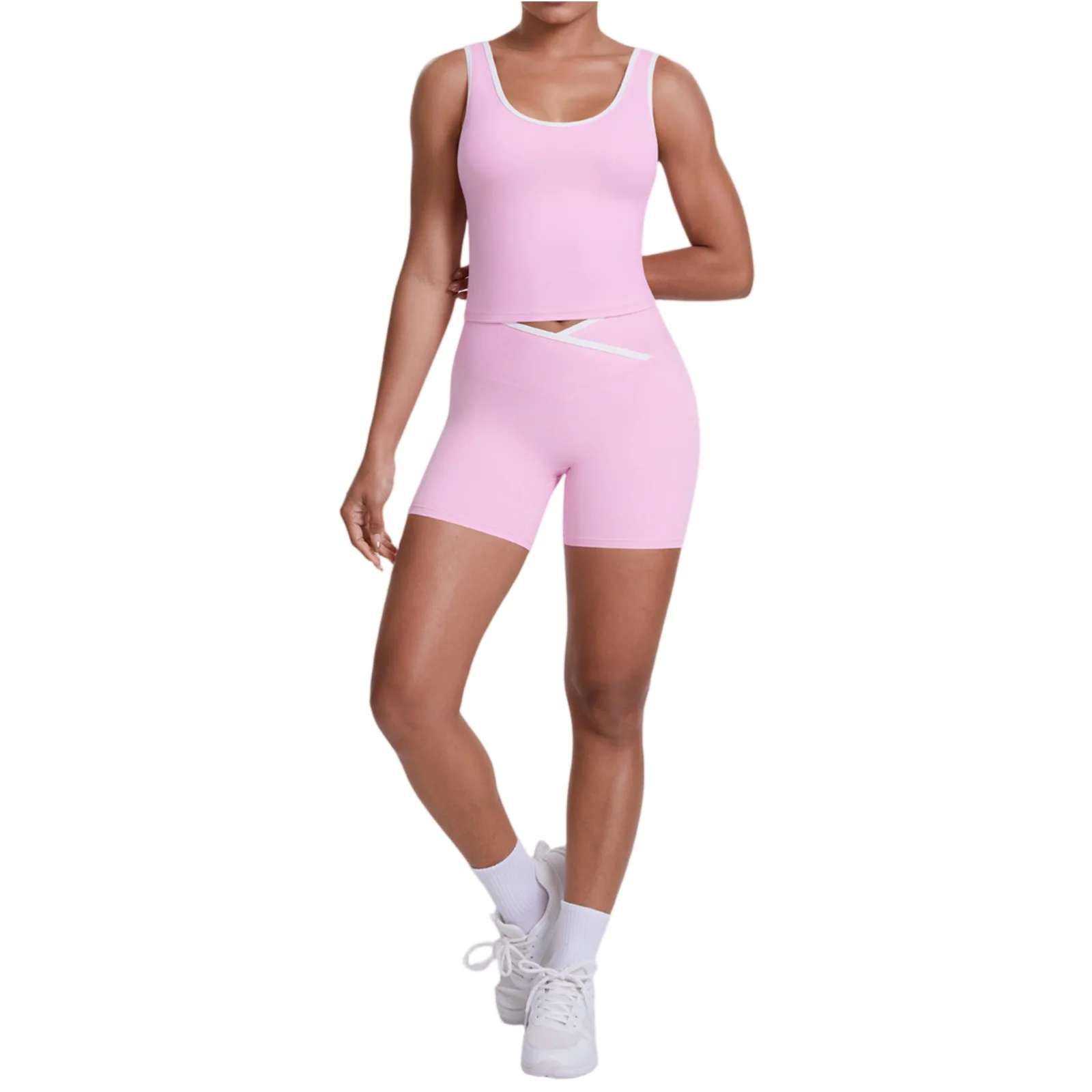 مجموعة بدلة يوجا متقاطعة ضيقة وجيدة التهوية ذات وجهين للسيدات جديدة، مجموعة مكونة من قطعتين للياقة البدنية والجري #4