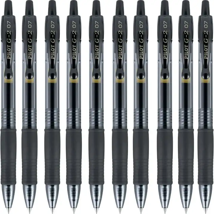 Pilot G2 einziehbare Gel-Tintenstifte, feine Spitze, schwarze Tinte, 10 Stück