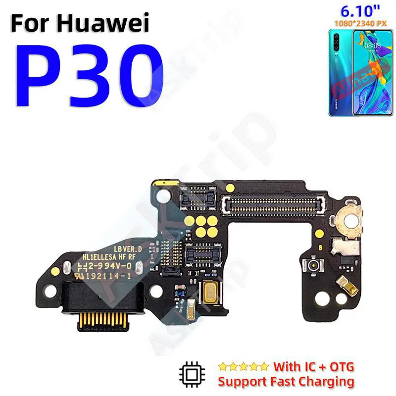 Aiinant Per Huawei P20 P30 Lite Plus Pro 2017 2018 Ricarica inferiore USB Data Dock Microfono Caricatore Cavo flessibile Parti del telefono