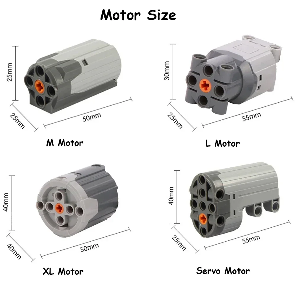 MOC Power Functions Motor Pack M/L/XL/Servo Motor Mould King Enhanced AA AAA Battery Box Technical Parts DIY Car Truck Power Up