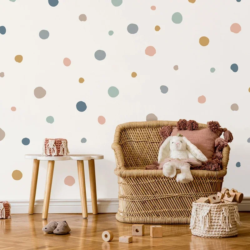 Boho Colorful Polka Dots Children Wall Stickers Removable Nursery Wall Decals Poster Print Kids Bedroom Interior Home Decor