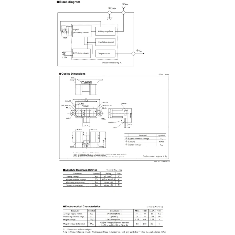 GP2Y0A02YK0F High Quality Infrared Range Detection Module Laser-Range Sensor Module Distance Measurement Module