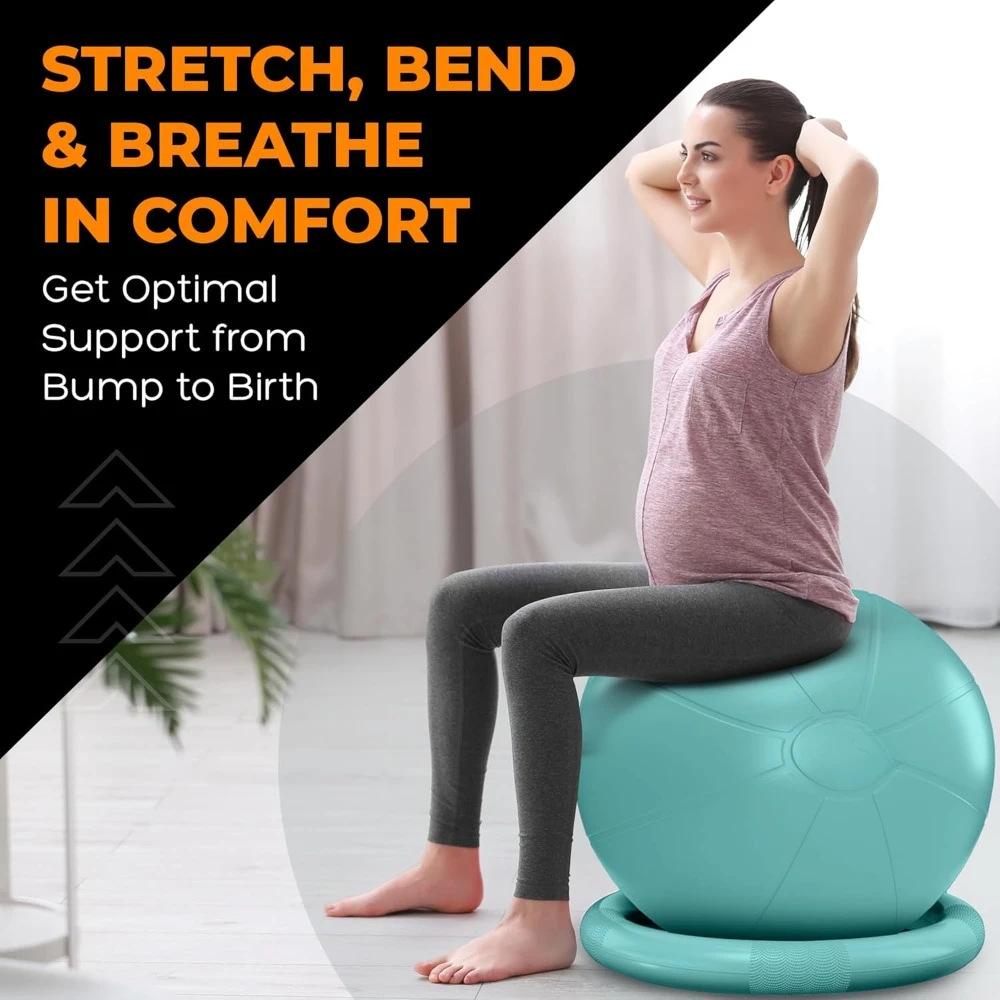 Heavy-Duty Exercise Ball Chair, Yoga Ball Chair Stability Ball with Base for Home Gym, Active Sitting Workout Seat