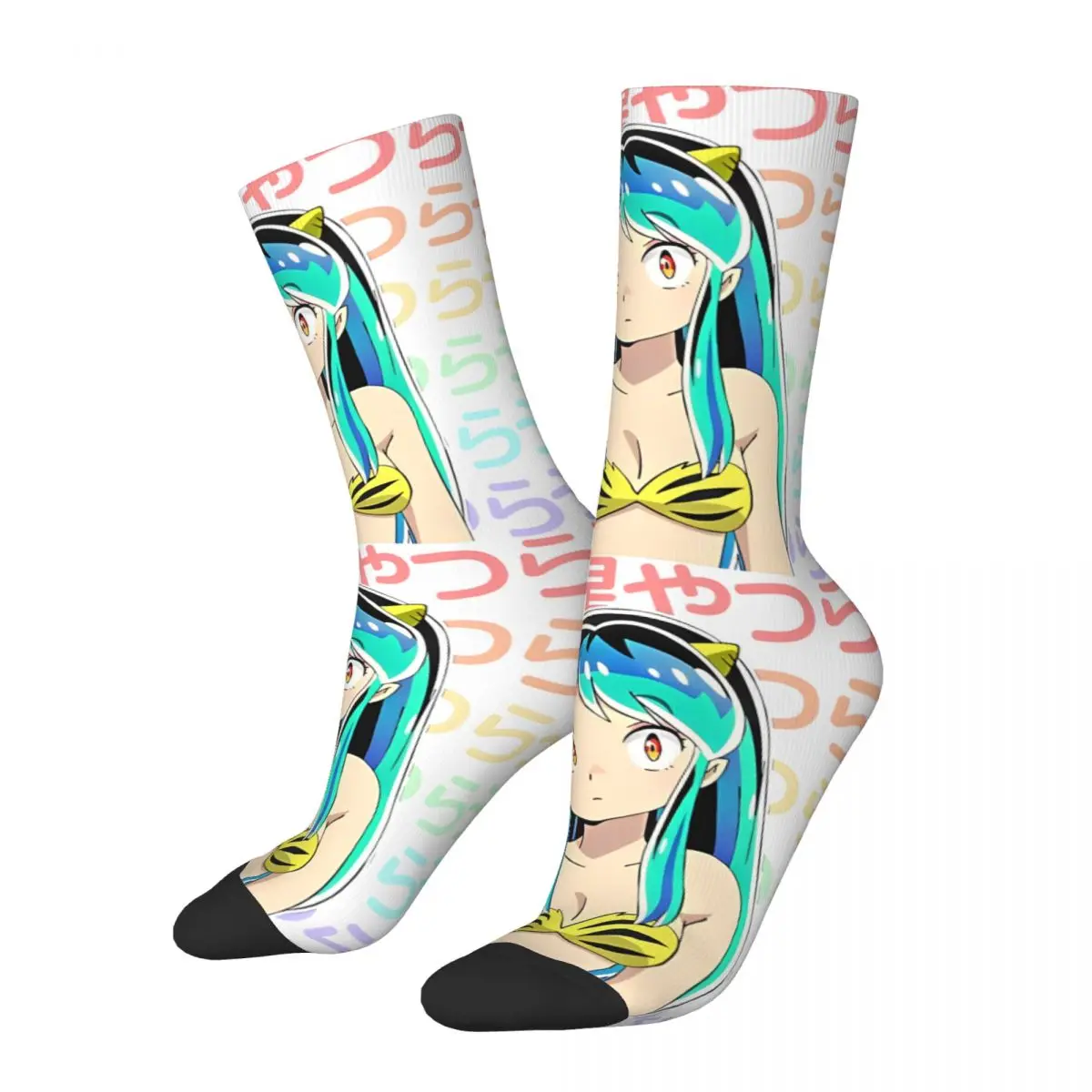 Lum Urusei Yatsura medias hombres calcetines cálidos suaves Kawaii calcetines primavera ciclismo antideslizante calcetines gráficos regalo