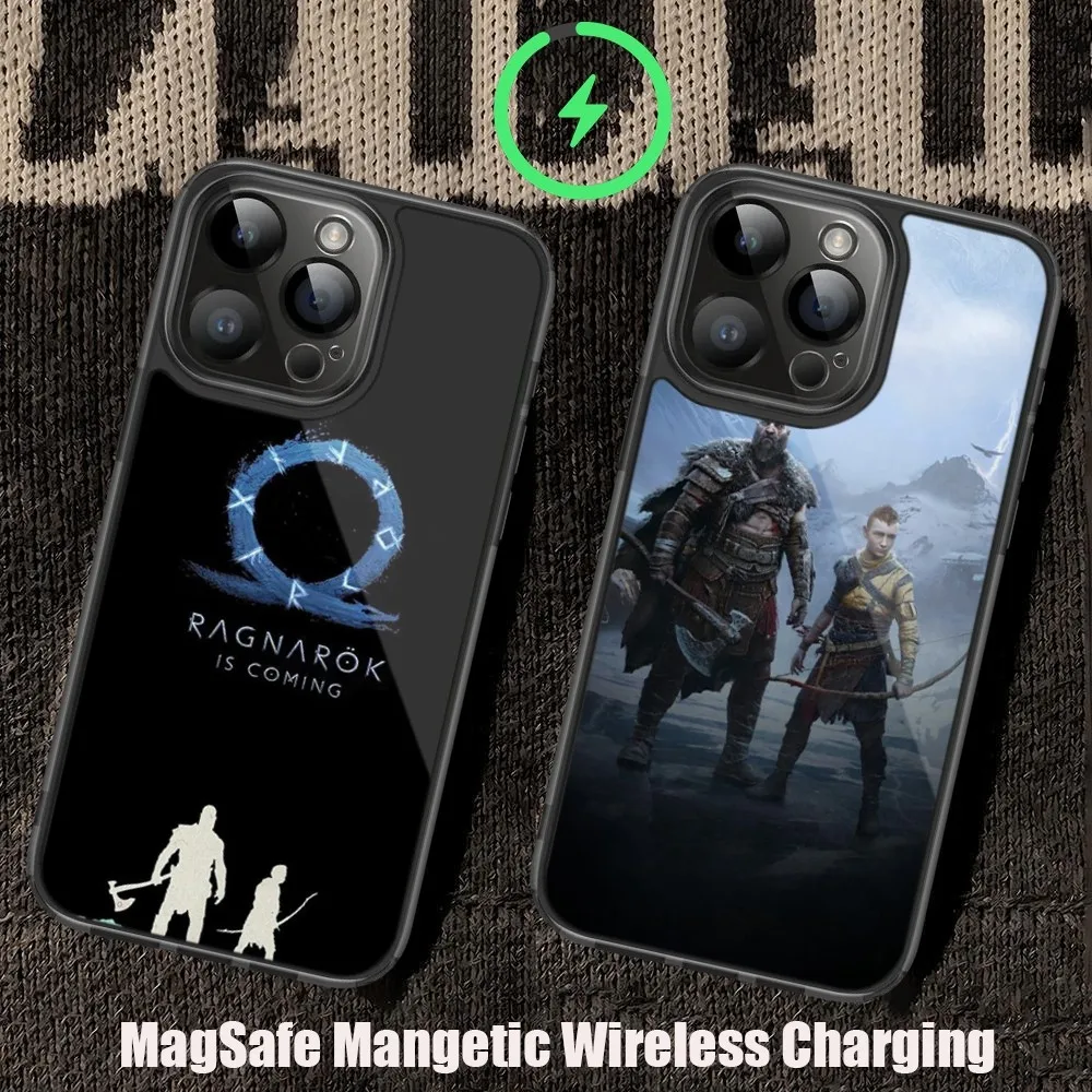 G-God Of War Game Phone Case For iPhone 11 12 13 14 15 Pro Max Plus Mini Magsafe Magnetic Wireless Charging Shell