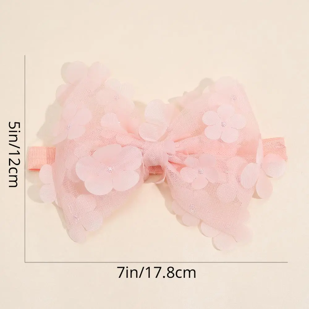 2Pcs Bow Headband Cute Handmade Gauze Flower Hair Bands for Baby Toddler Elastic Headband Hair Accessories Headwear