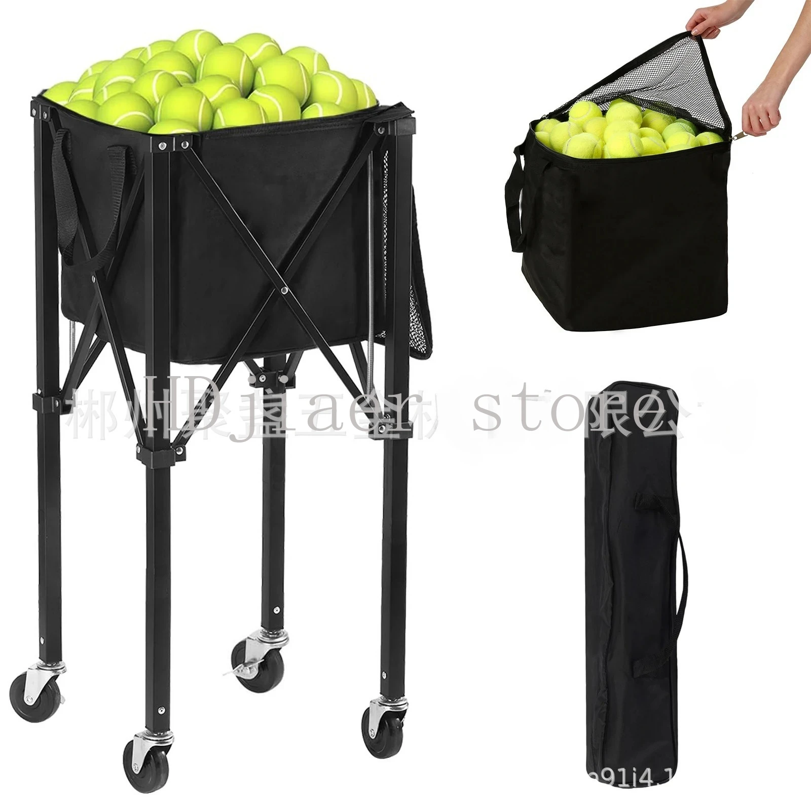 

Mobile Tennis Cart Folding Portable Coach Pick up Cart Ball Collection Frame Tennis Basket
