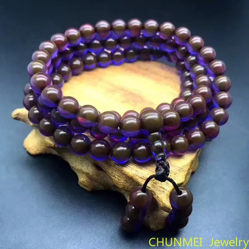 

Natural Amber Beeswax Bracelet New Smurf Amber 108 Multi Loop Bracelet Sweater Chain Men's and Women's Fashion Bracelet