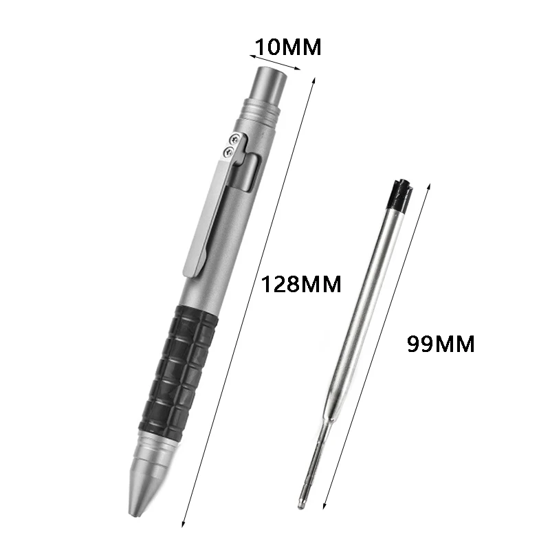 Titanium alloy tactical pen non-slip carbon fiber grip + rotating length adjustment multi-brand refill universal EDC essential