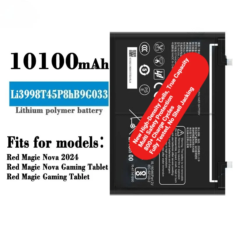 Li3998T45P8hB9G033 for ZTE Red Magic Nova 2024/Nova Gaming Tablet/Redmagic Gaming Tablet Pro Phone Battery Replacement Bateria