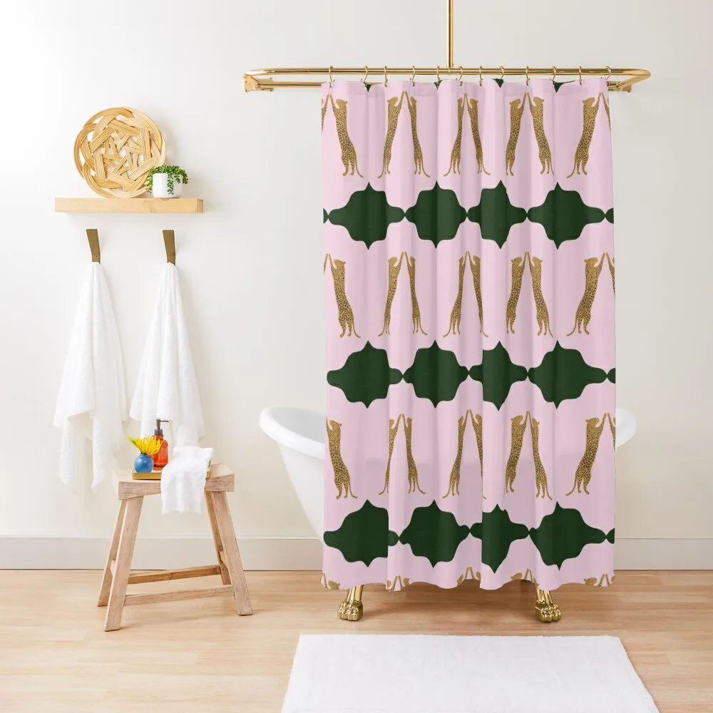 

Leopard Illustration Shower Curtain Washable Waterproof Fabric Shower Bathroom And Shower For Bathrooms Curtain
