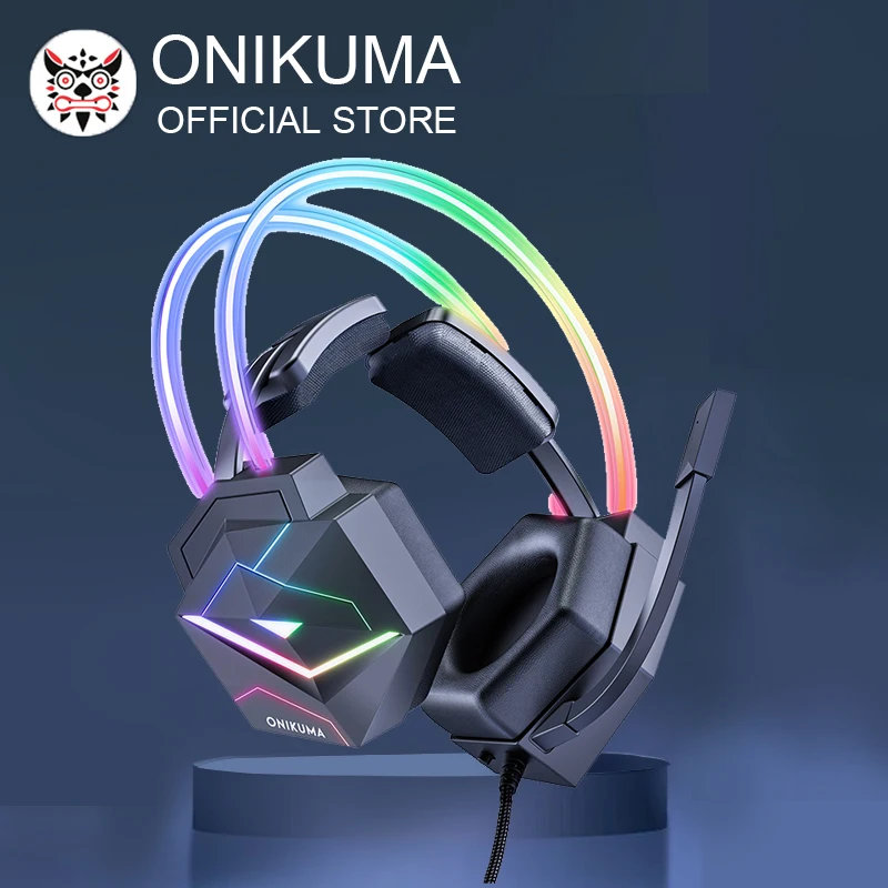 

Игровая гарнитура ONIKUMA X20 с RGB-подсветкой, проводные наушники с микрофоном, объемный звук, Накладные наушники для PS5, ПК