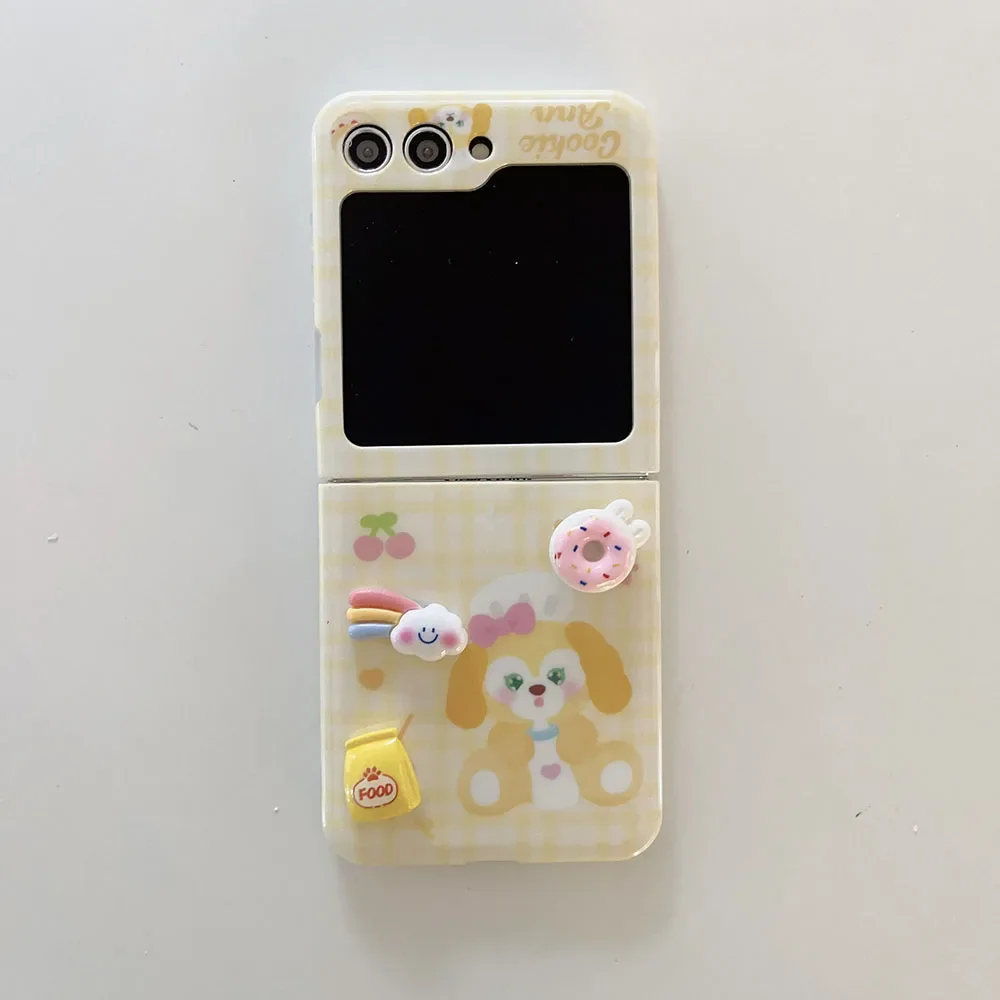 Kawaii CookieAnn With Pendant Phone Case for Samsung Galaxy Z Flip 3 4 5 Z Flip 6 5G PC Hard Anti-fall Back Cover Girl