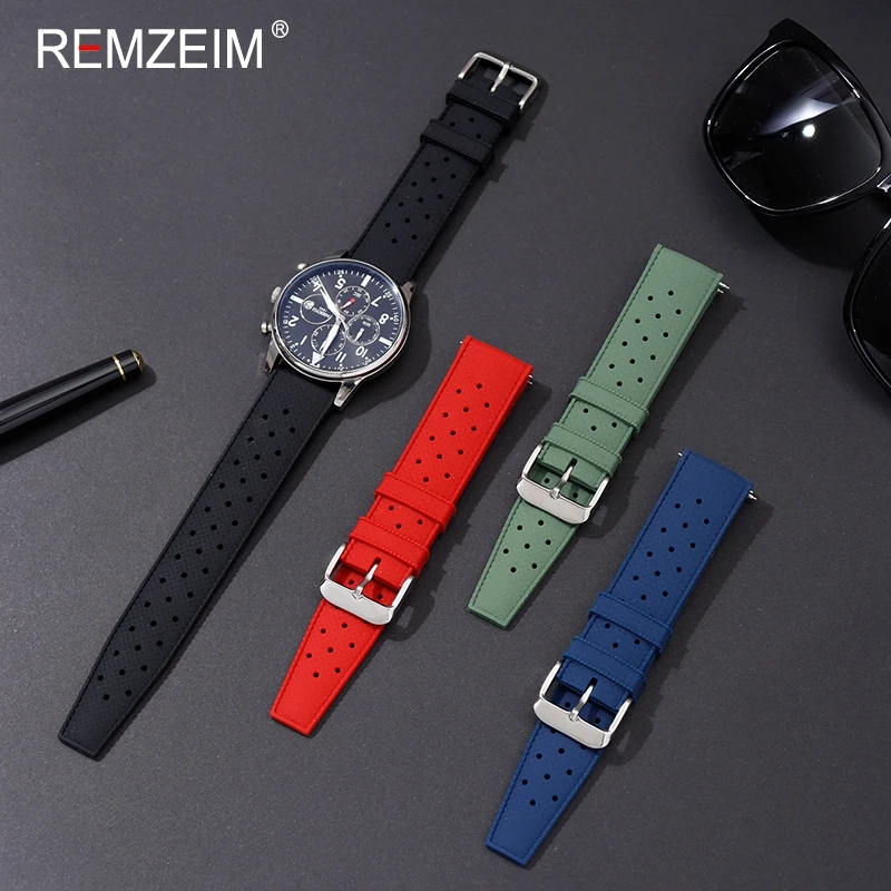 Silicone Sport Breathable Watchband 18mm 20mm 22mm Waterproof Replacement Bracelet Watch Accessories Quick Release Straps