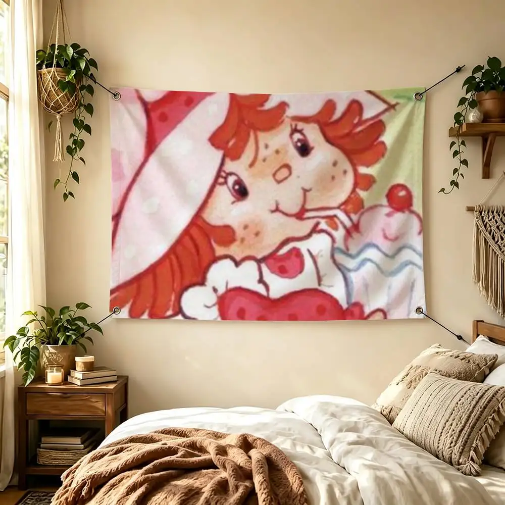 Cute S-Strawberry S-Shortcake-Girl  Flags for Bedrooms Home Decor Items Outdoor Decors Garage Decoration Flaga