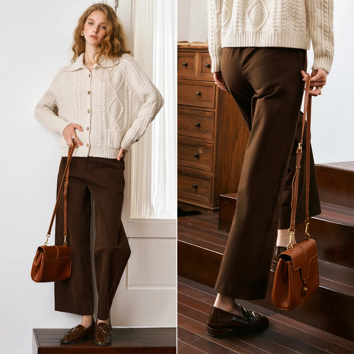 

OLrain Women's Casual Loose Pants Autumn 2025 New Solid High Waist Skinny Pants Versatile Commute Straight Trousers N56QK93630