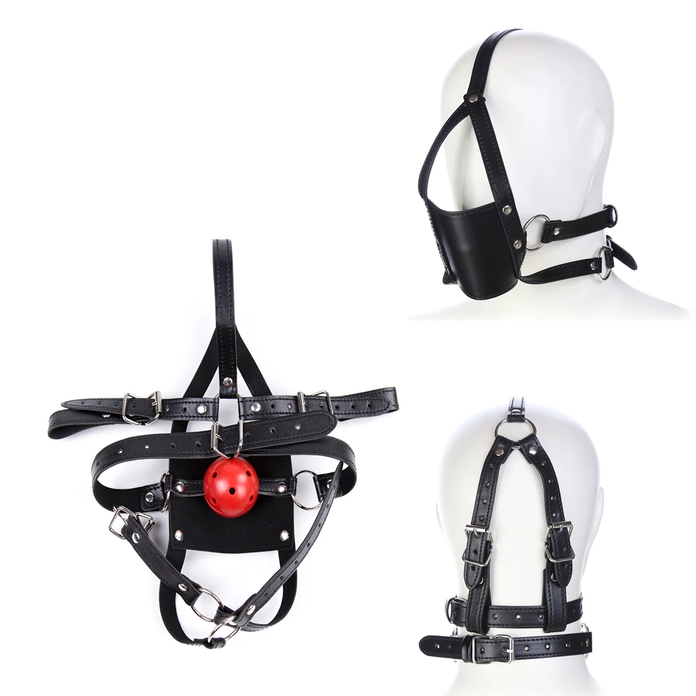 7pcs/6pcs Bundle Restraint Straps Belt Rope PU Leather/Nylon Body Harness Sexual Mask Mouth Ball Gag BDSM  Slave Sex Toys