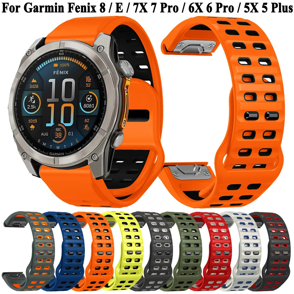 

Ремешок 22 мм 26 мм для Garmin Fenix 8 51 мм 47 мм/E/7X 7 Pro/6X 6 Pro/5X 5Plus Браслет Enduro 3 Epix Pro 2 Силиконовый ремешок Аксессуары