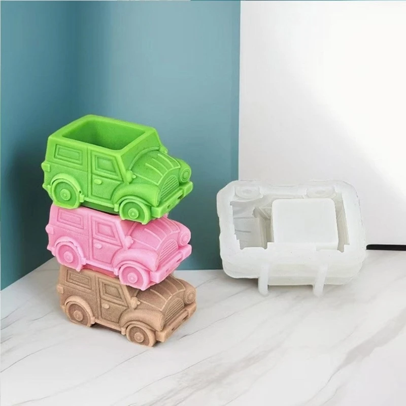 Nuovo stampo in silicone 3D per auto succulente fioriera vaso fiori stampo simpatico cartone animato scatola