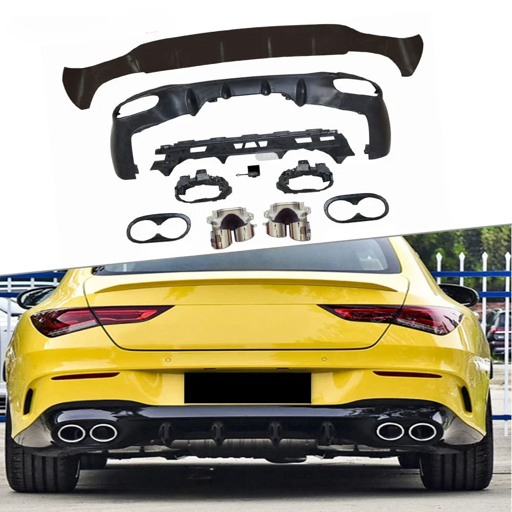 PP Material Rear Bumper Lip Diffuser Car Decoration Bodykit For Benz W118 C118  CLA180 CLA200 CLA250 CLA35 CLA45 AMG 2020 2021