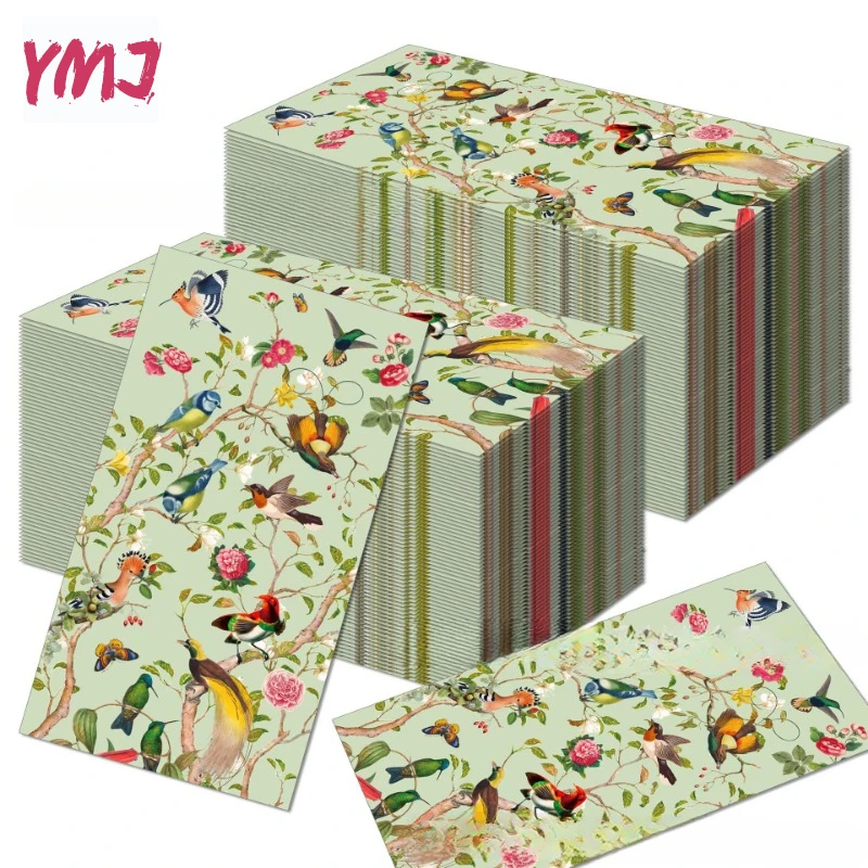 Flowers and birds in groups colorful printed napkins disposable hotel coffee shop party decoration original wood paddle paper