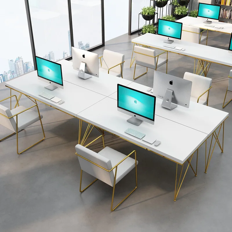 

Nordic solid wood creative computer desk, home notebook study table and chairs, conference desk, living room wrought iron desk
