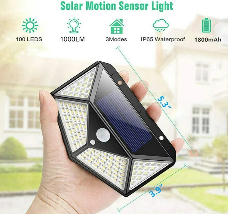 100 LED Outdoor Solar Wall Light 2/4/8/9PCS Solar Lamp Waterproof Motion Sensor Solar Powered Street Light for Garden Decoration