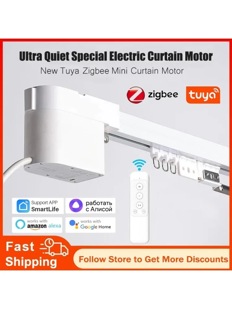 Tuya Zigbee Mini Smart Gordijnmotor Elektrisch Gordijn Automatisch Systeem Rail Rod Ondersteuning Alexa Alice Google Assistant Smartlife - afbeelding 2